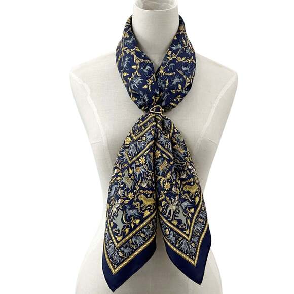 HERMES Blue Silk Scarf - Picture 6 of 6